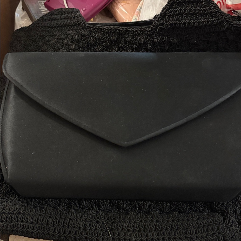 Elegant Nordstrom vintage Black satin Clutch Bag